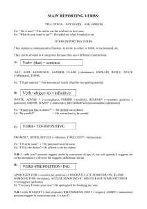 MAIN REPORTING VERBS:
