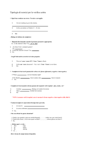 Tipologia di esercizi per la verifica scritta