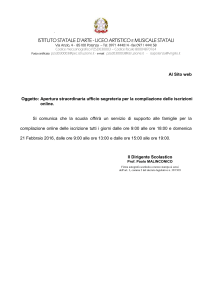 Apertura straordinaria ufficio disegreteria