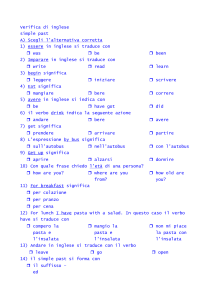 Verifica di Inglese: Simple Past - Esercizi