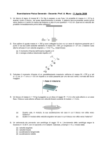Esercitazione Fisica Generale - Docente: Prof. A. Mura