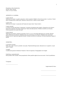 Programma svolto di matematica Docente: Marco Martini Classe: 1E