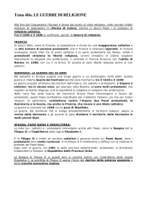 Tema 4bis. LE GUERRE DI RELIGIONE Alla fine del Cinquecento l