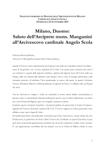 Il saluto di monsignor Manganini
