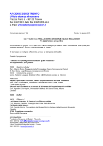 ARCIDIOCESI DI TRENTO Ufficio stampa diocesano Piazza Fiera 2