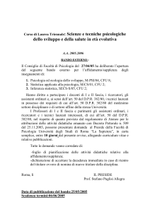 Corso di Laurea Triennale: Scienze e tecniche psicologiche dello