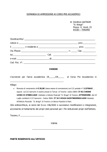 Domanda di ammissione ai Corsi Pre-Accademici