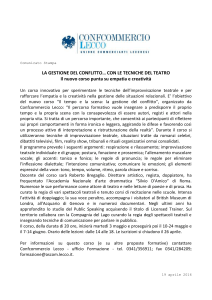 Comunicato Stampa LA GESTIONE DEL CONFLITTO… CON LE