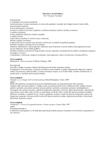 Programma di POLITICA ECONOMICA per l`A