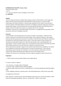 ECONOMIA DELLO SVILUPPO - Storia e Teorie Docente Vitantonio