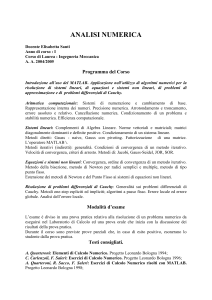 Programma del corso Analisi Numerica 2004/2005 per Ingegneria