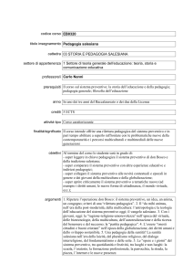 codice corso EB0320 titolo insegnamento Pedagogia salesiana