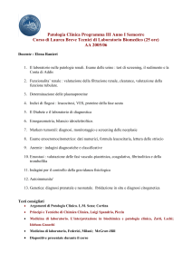 Patologia Clinica Programma III Anno I Semestre