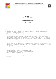 Matematica terza turismo serale
