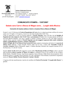 Sabato sera Carro e Bocca di Magra sono… Luoghi della Musica