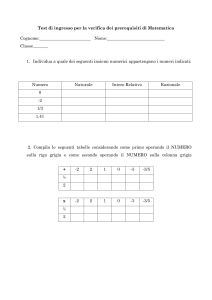 Test di ingresso per la verifica dei prerequisiti di Matematica