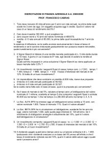 ESERCITAZIONI DI FINANZA AZIENDALE A.A. 2008/2009 PROF