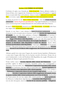 Lezione 4 LE FORME DI GOVERNO Cerchiamo di capire cosa s
