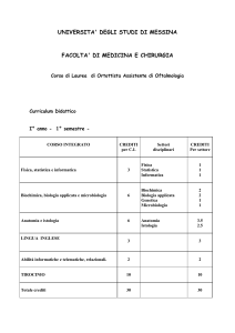 Piano di Studio - Facoltà di Medicina e Chirurgia di Messina