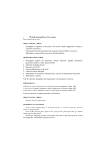 Metodi matematici per l`economia