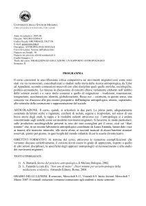 Antropologia sociale - Università degli Studi di Messina