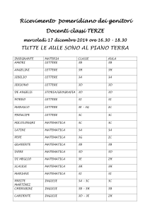 mercoledì 17 dicembre 2014 ore 16.30