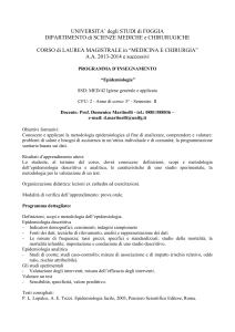 Epidemiologia - Facoltà di Medicina e Chirurgia