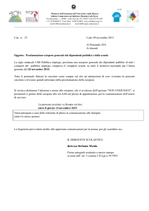 Circolare N°23: Proclamazione sciopero generale dei dipendenti