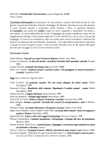 2010-2011, Filosofia della Comunicazione, Laurea Magistrale, 6 CFU