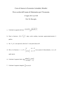 Facoltà di Economia Corso di laurea in Economia