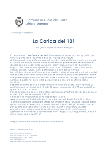Comune di Gioia del Colle Ufficio stampa Comunicato Stampa La