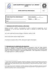 Piano Didattico Individuale - Liceo Scientifico Statale GB Grassi Lecco
