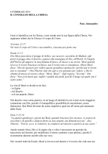 8 FEBBRAIO 2015 IL CONSIGLIO DELLA CHIESA Past. Alessandro