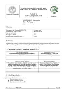 Corso di laurea in Scienze Biologiche