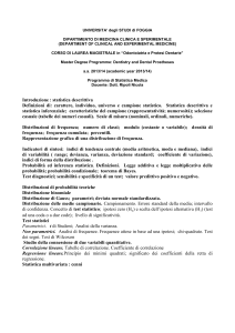 Statistica medica - Facoltà di Medicina e Chirurgia