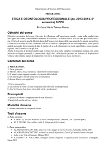 ETICA E DEONTOLOGIA PROFESSIONALE (aa. 2013