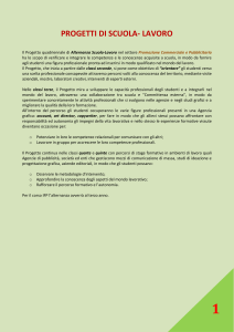 PROGETTI DI SCUOLA- LAVORO Il Progetto quadriennale di