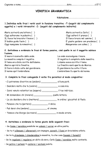 Verifica di Grammatica Italiana per la 5a Elementare