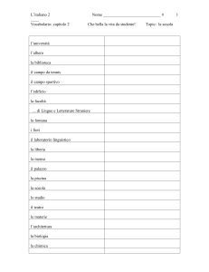 Vocabolario: capitolo 2 Che bella la vita da studente