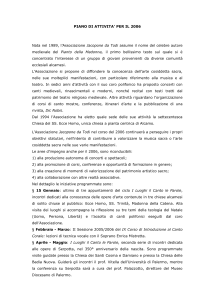 piano di attivita` 2006 - Chiesa del SS Ecce Homo