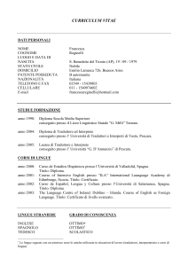 CURRICULUM VITAE DATI PERSONALI NOME Francesca
