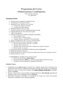 Programma del Corso - Dipartimento di Informatica e Sistemistica