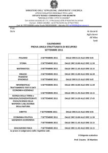 Calendario prove per sospesi Settembre ITC