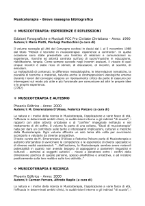 MUSICOTERAPIA: ESPERIENZE E RIFLESSIONI
