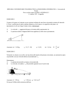 prova scritta di fisica i del diploma universitario