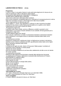 LABORATORIO DI FISICA I - Scienze e Tecnologie Orafe