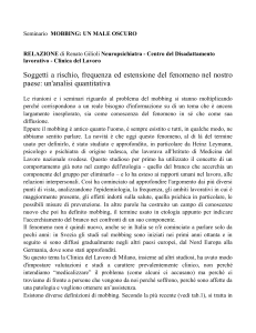 Seminario MOBBING: UN MALE OSCURO RELAZIONE di Renato