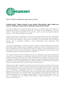 Istat: “L`Italia in deflazione dopo oltre 50 anni” Confesercenti: “Siamo