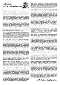 LA RICETTA DELLA MISERICORDIA ACQUA. Con l`acqua si vive, si