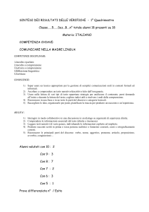 SINTESI DEI RISULTATI DELLE VERIFICHE